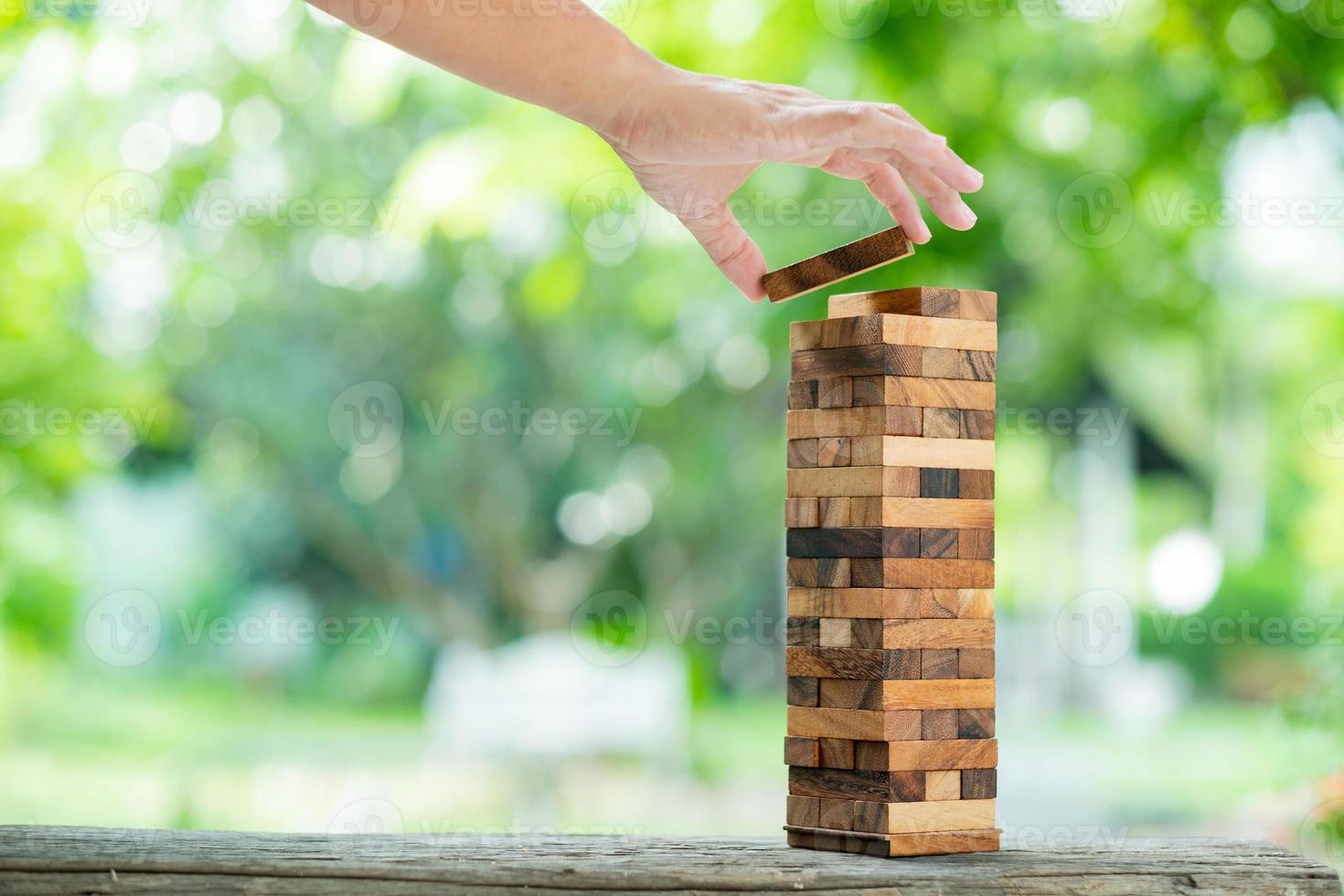 costruire blocchi di legno, piano e strategia foto