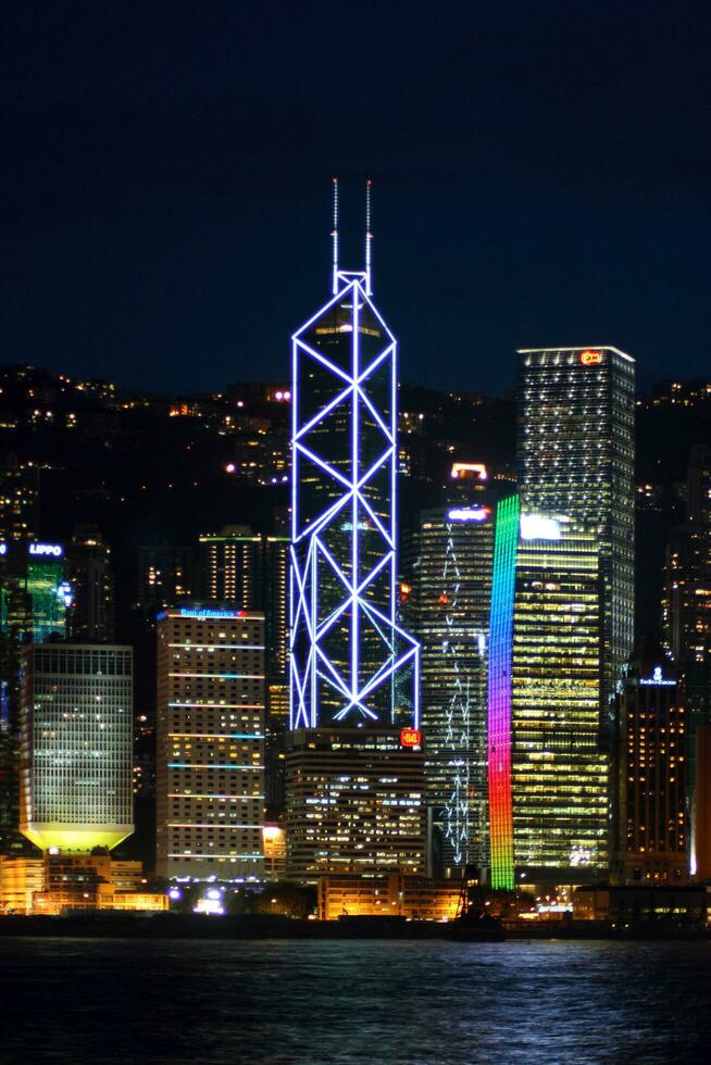 hong kong, Cina - agosto 25 2016 - banca di Cina Torre nel Vittoria porto di notte foto