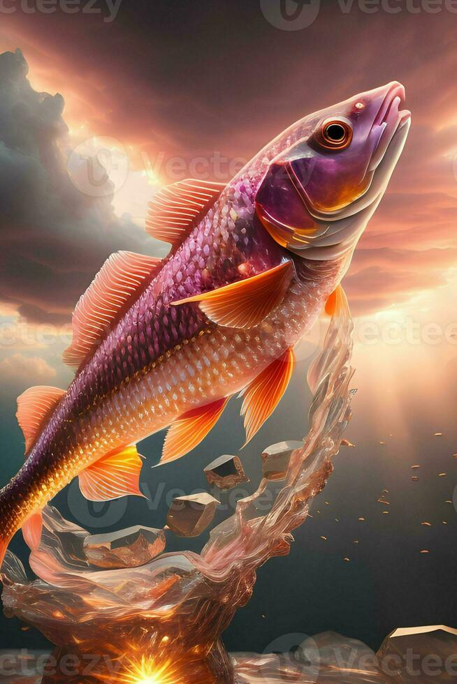 d'oro ornamentale pesce fatto con generativo ai tecnologia foto