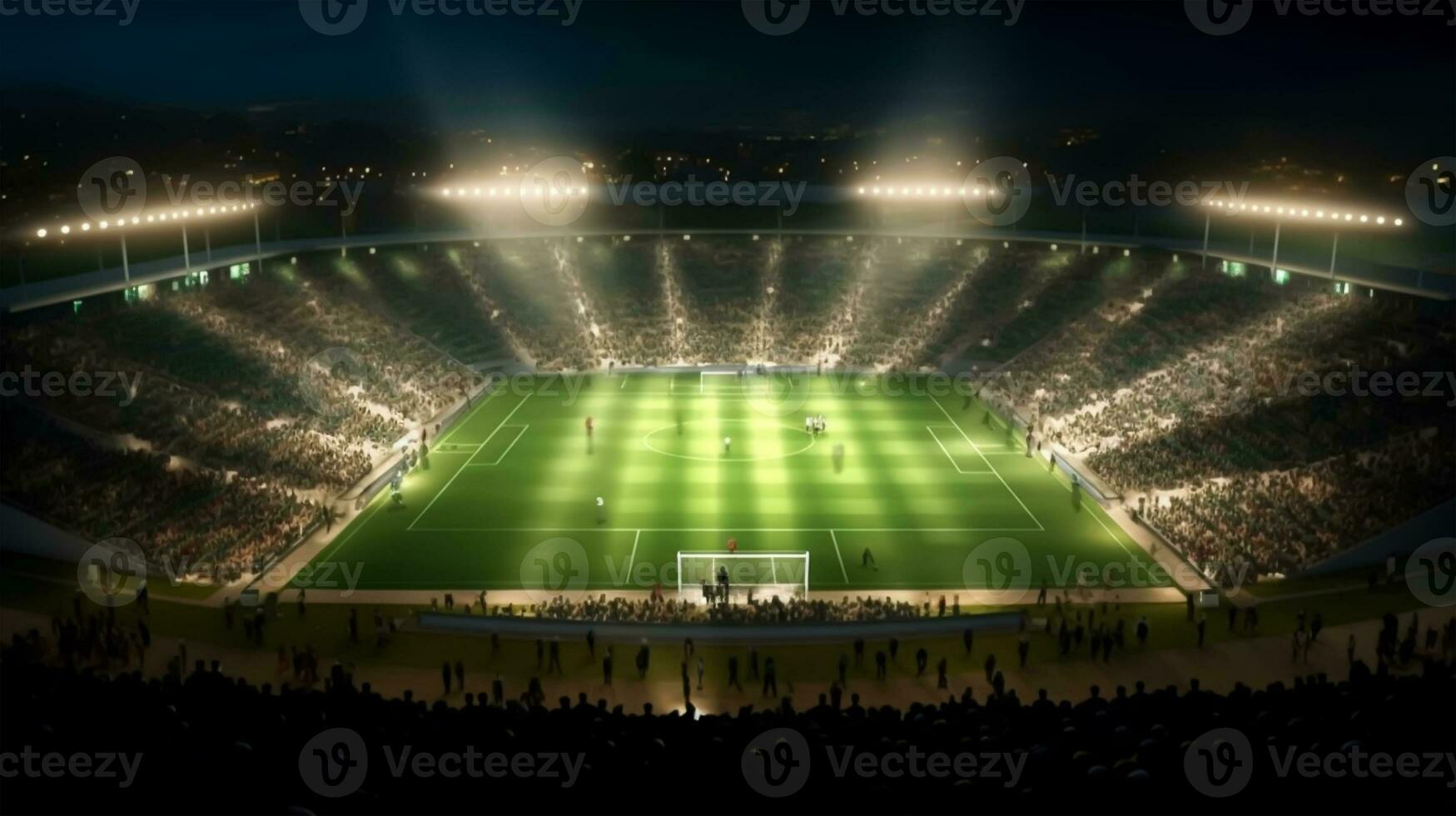 calcio stadio a notte con luminosa luci foto