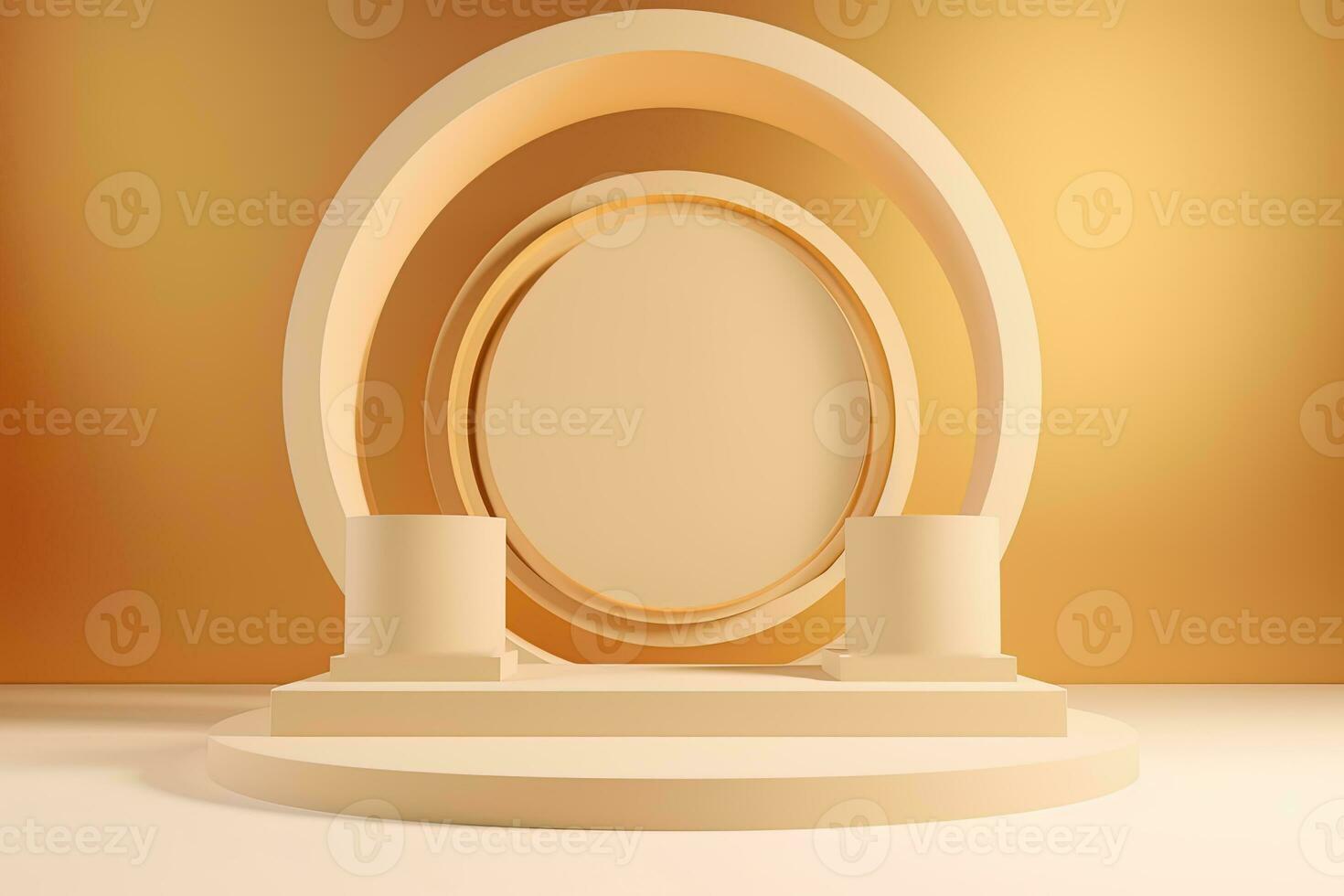 realistico 3d podio con d'oro beige colore per Prodotto Schermo. ai generato foto