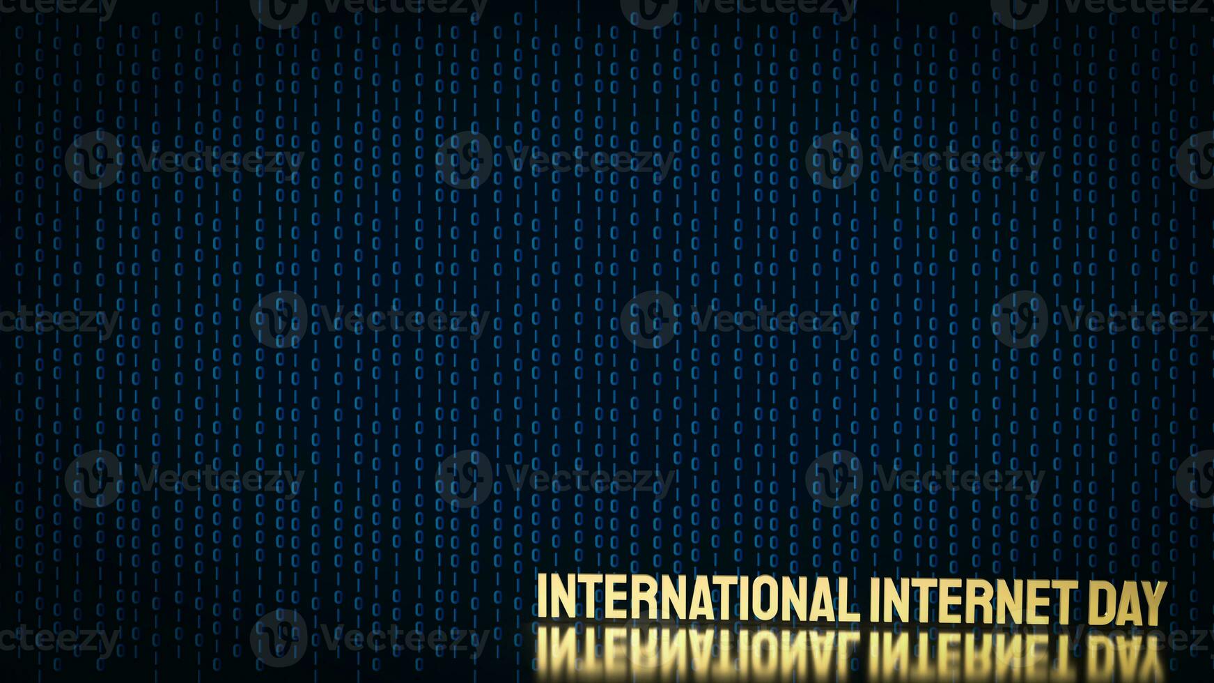 il oro testo su digitale sfondo per internazionale Internet giorno 3d interpretazione foto