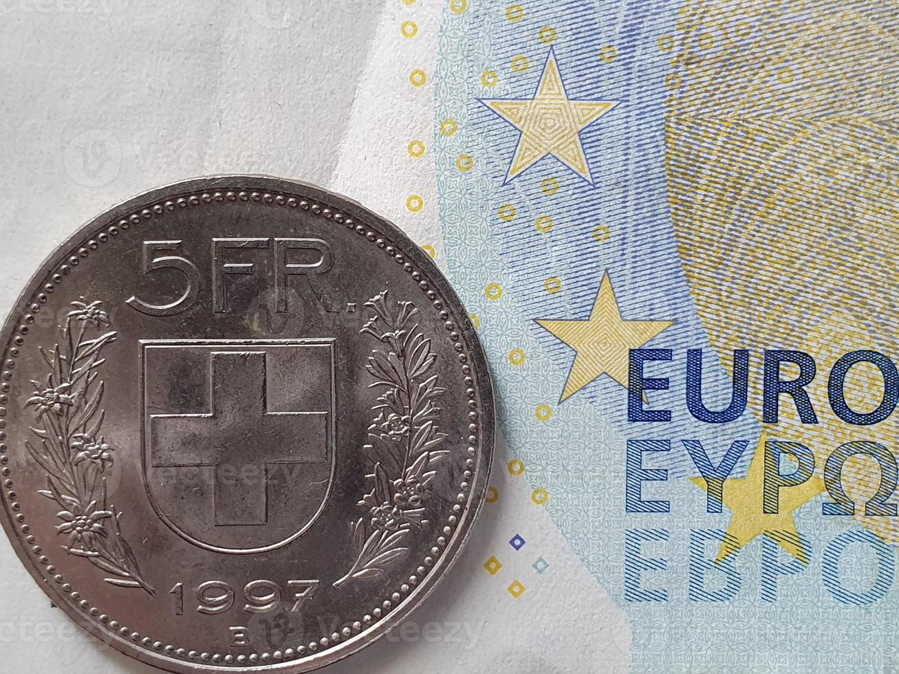 valore di cambio della moneta europea e della valuta svizzera foto