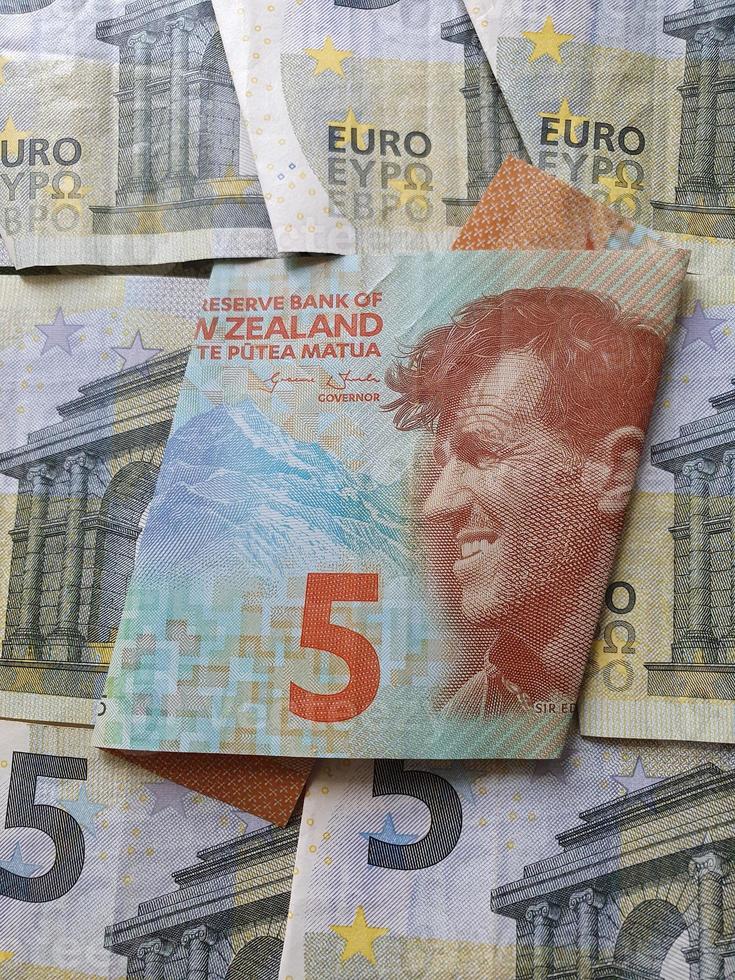 valore di cambio della moneta europea e della valuta neozelandese foto