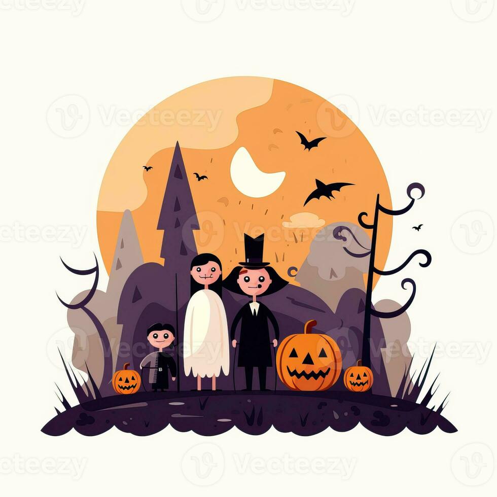 Halloween piatto design semplice cartone animato bianca sfondo alto qualità ai generato Immagine foto