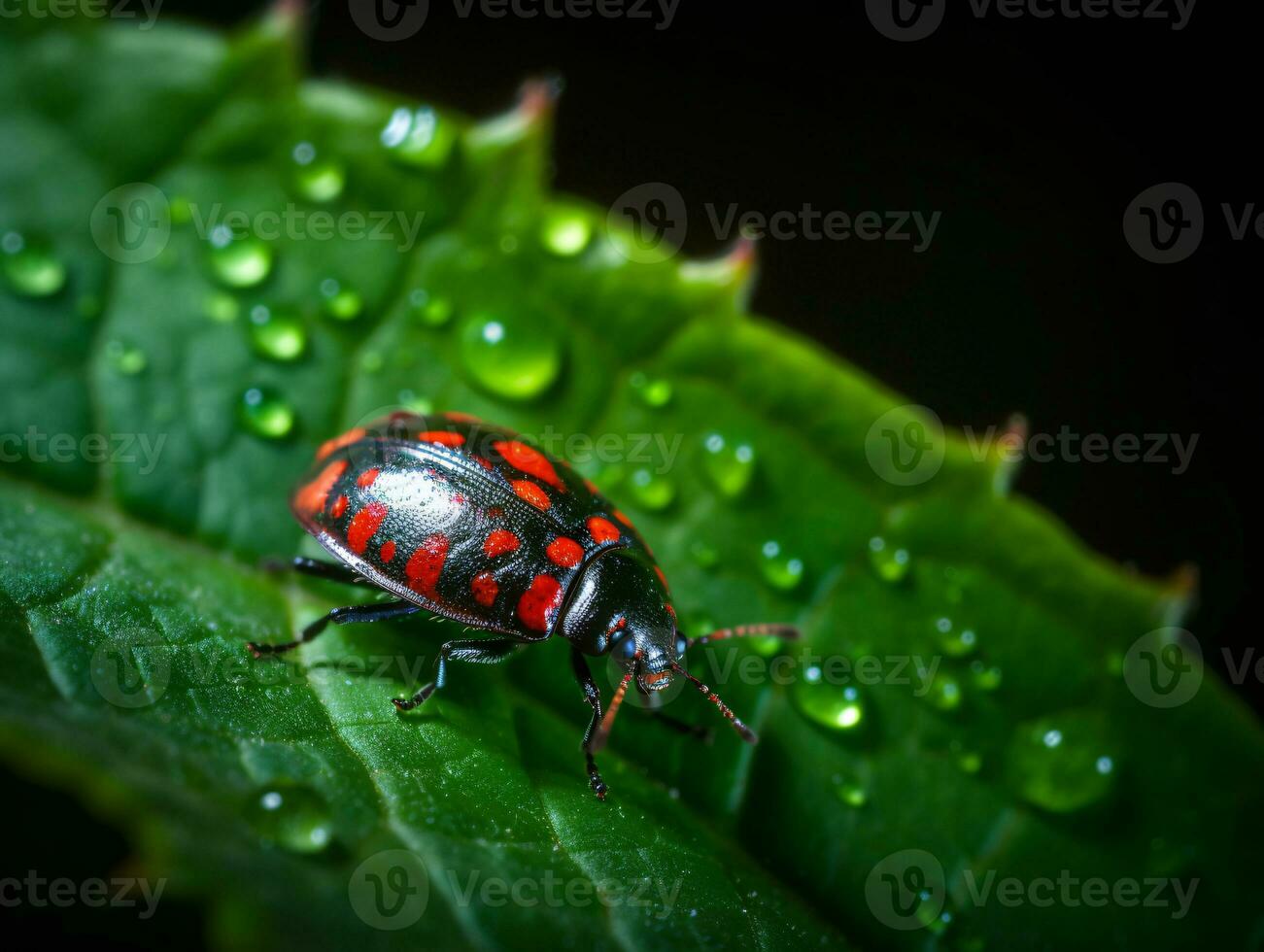 iridescente Ali e delicato textures - un' sbalorditivo coccinella avvicinamento - ai generato foto