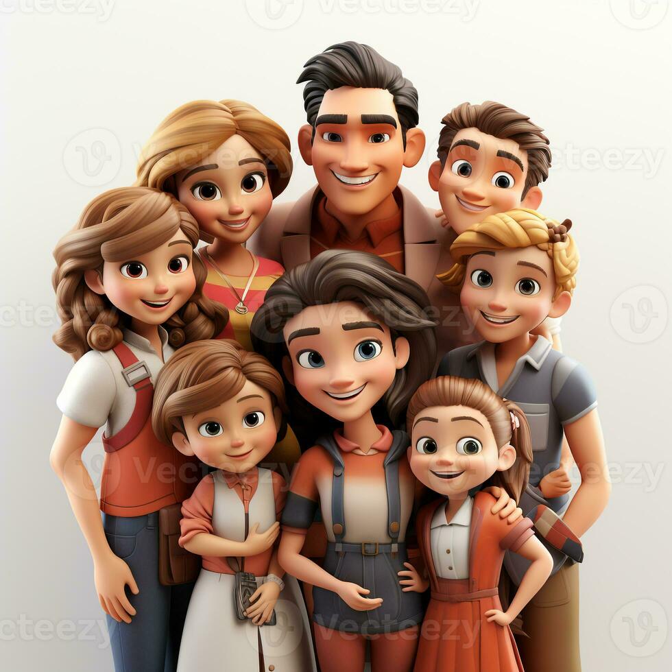 3d cartone animato carino colombiano famiglie personaggi foto