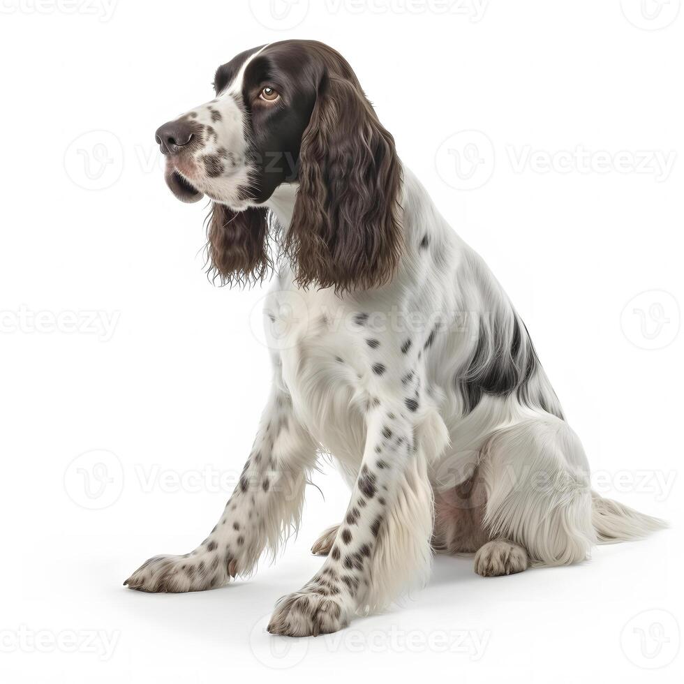 ai generativo inglese springer spaniel razza cane isolato su un' luminosa bianca sfondo foto