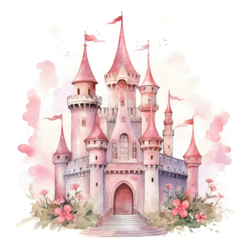 acquerello Principessa castello isolato foto