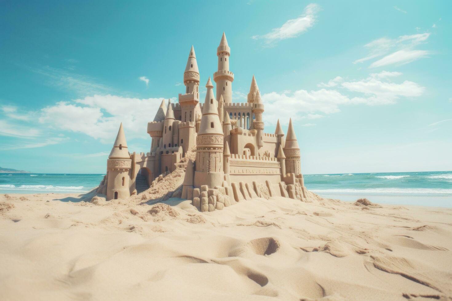 castello di sabbia sulla spiaggia foto