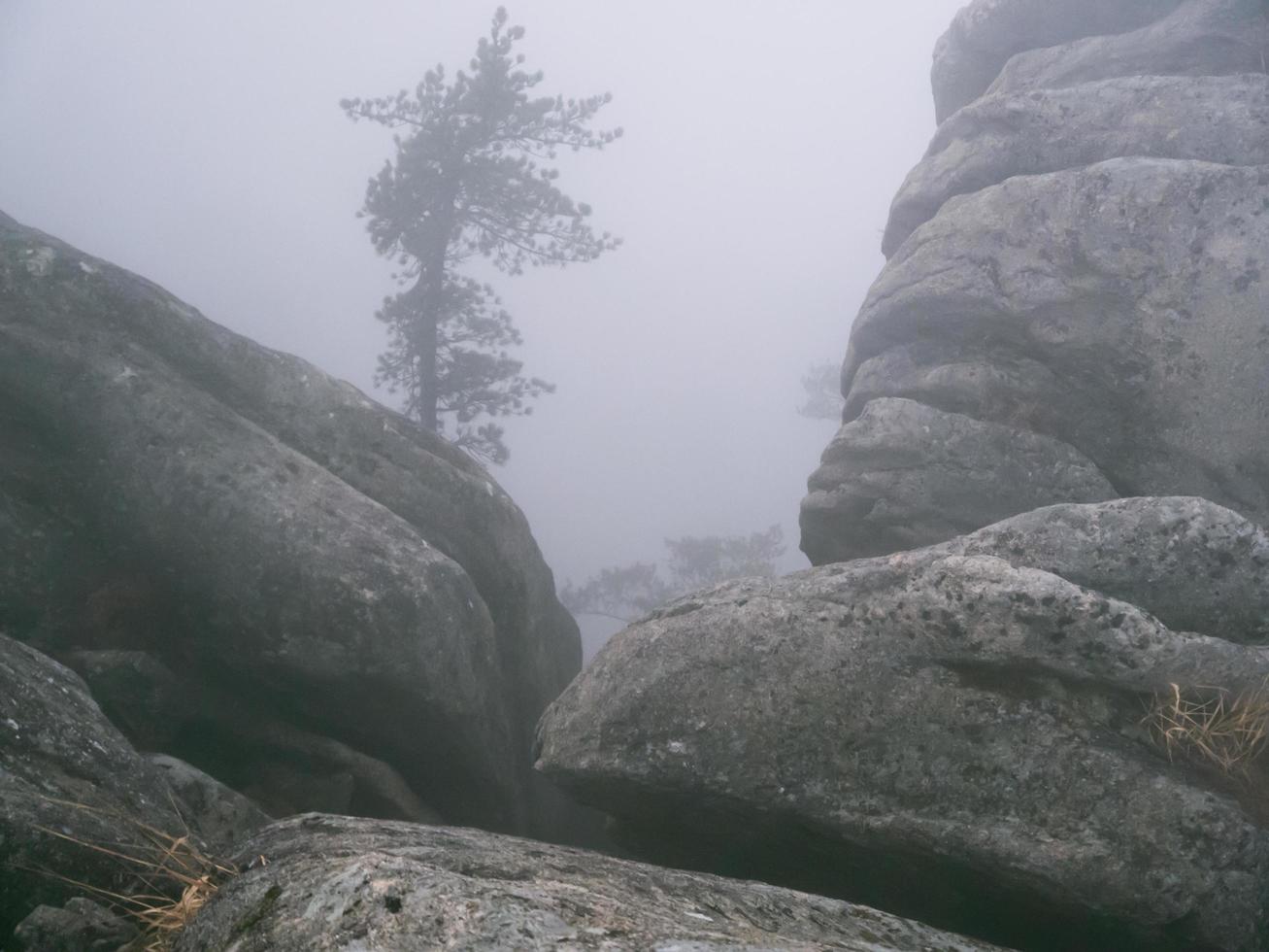 grandi rocce nella nebbia nel parco nazionale di seoraksan, corea del sud foto