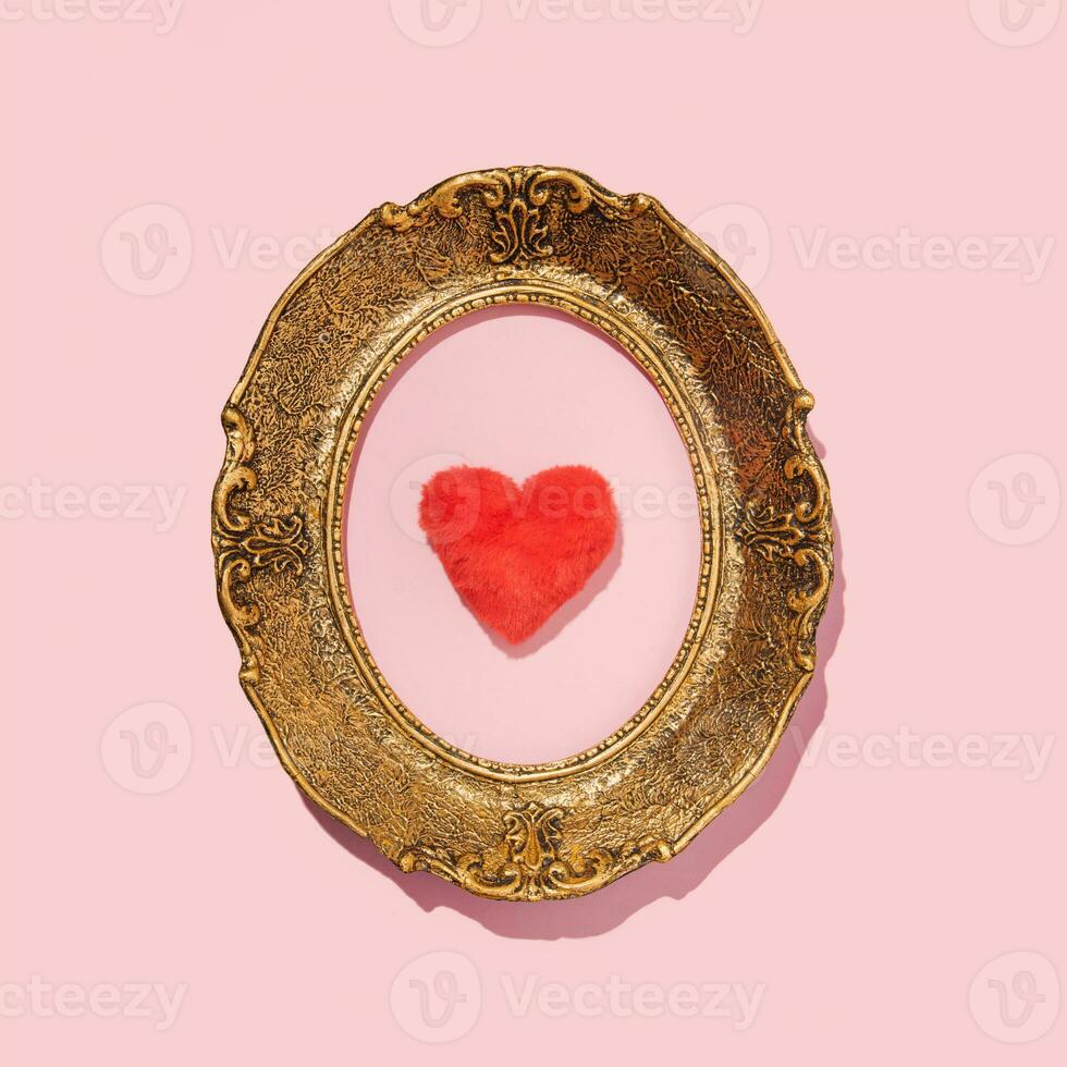 pelliccia cuore nel Vintage ▾ ovale immagine telaio, creativo retrò estetico, amore e passione idea. foto