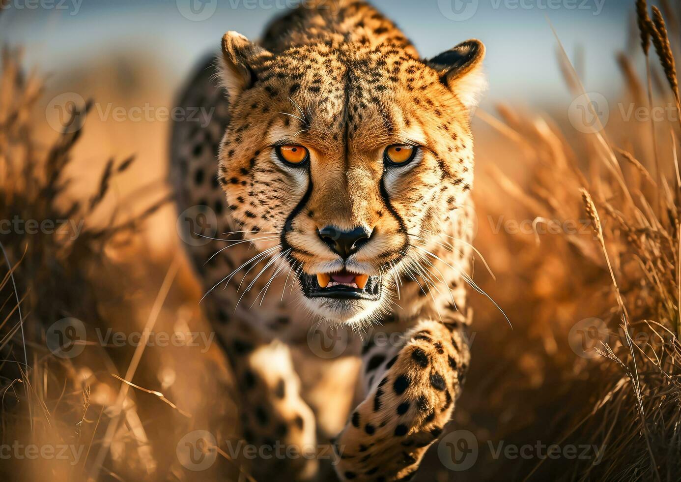 maestoso ai generato ghepardo con grazia a piedi nel il savana. foto