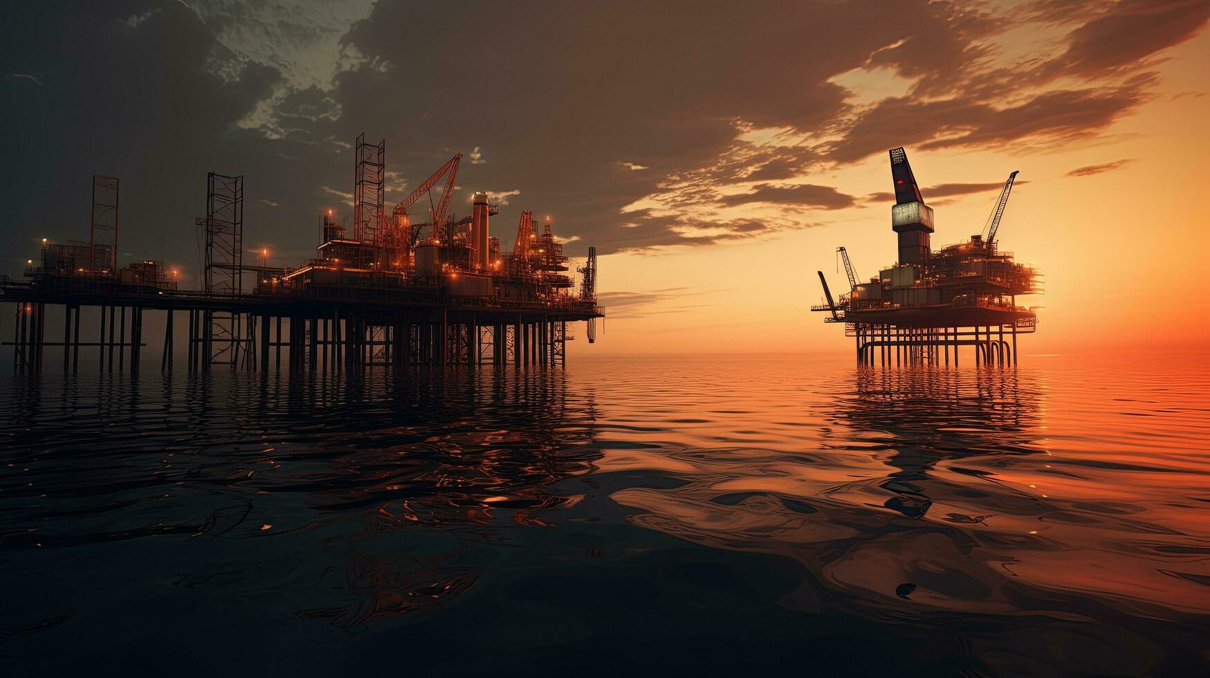 olio produzione piattaforma nel il golfo di Messico mostrato nel silhouette foto