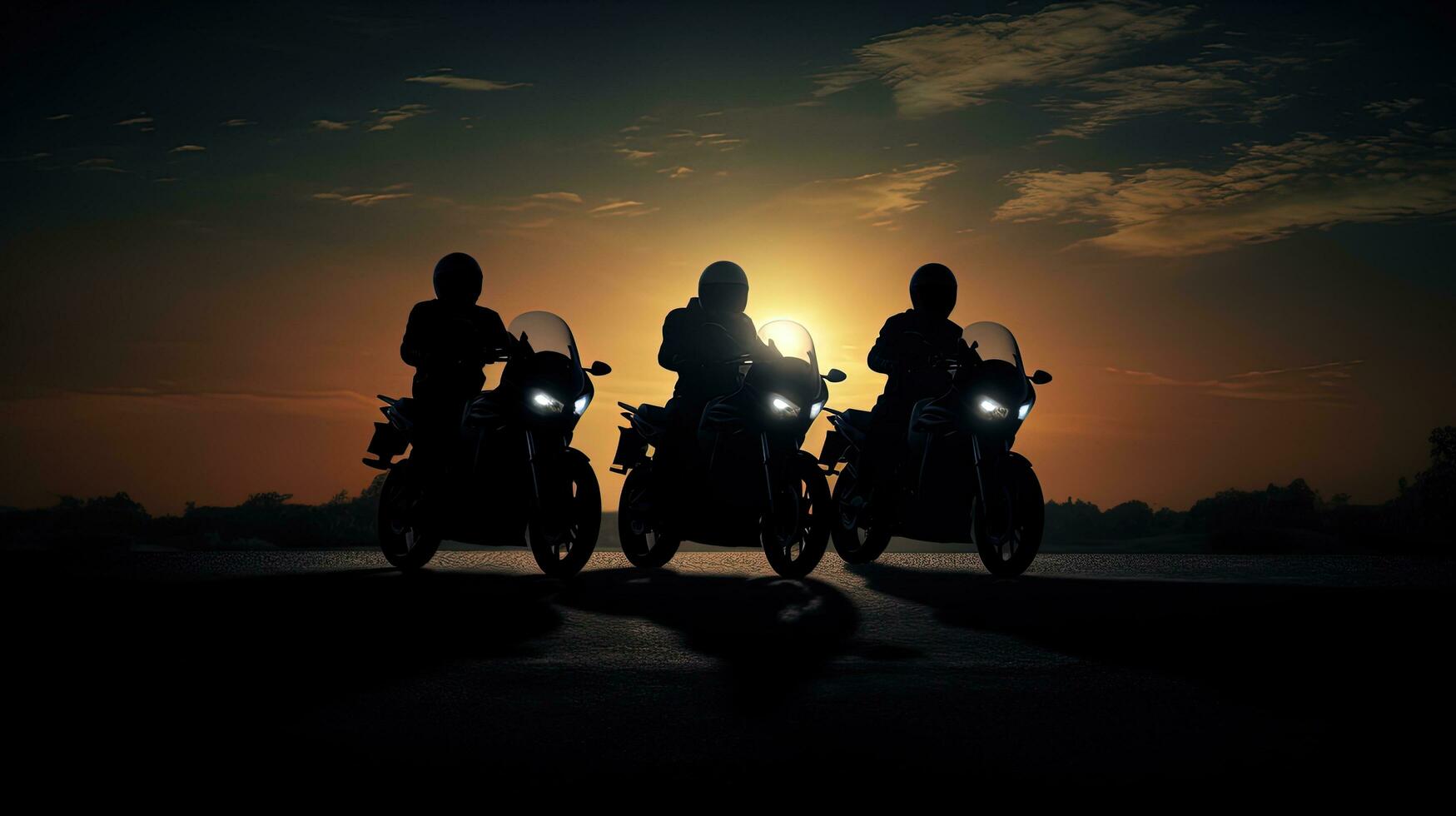 motociclisti. silhouette concetto foto