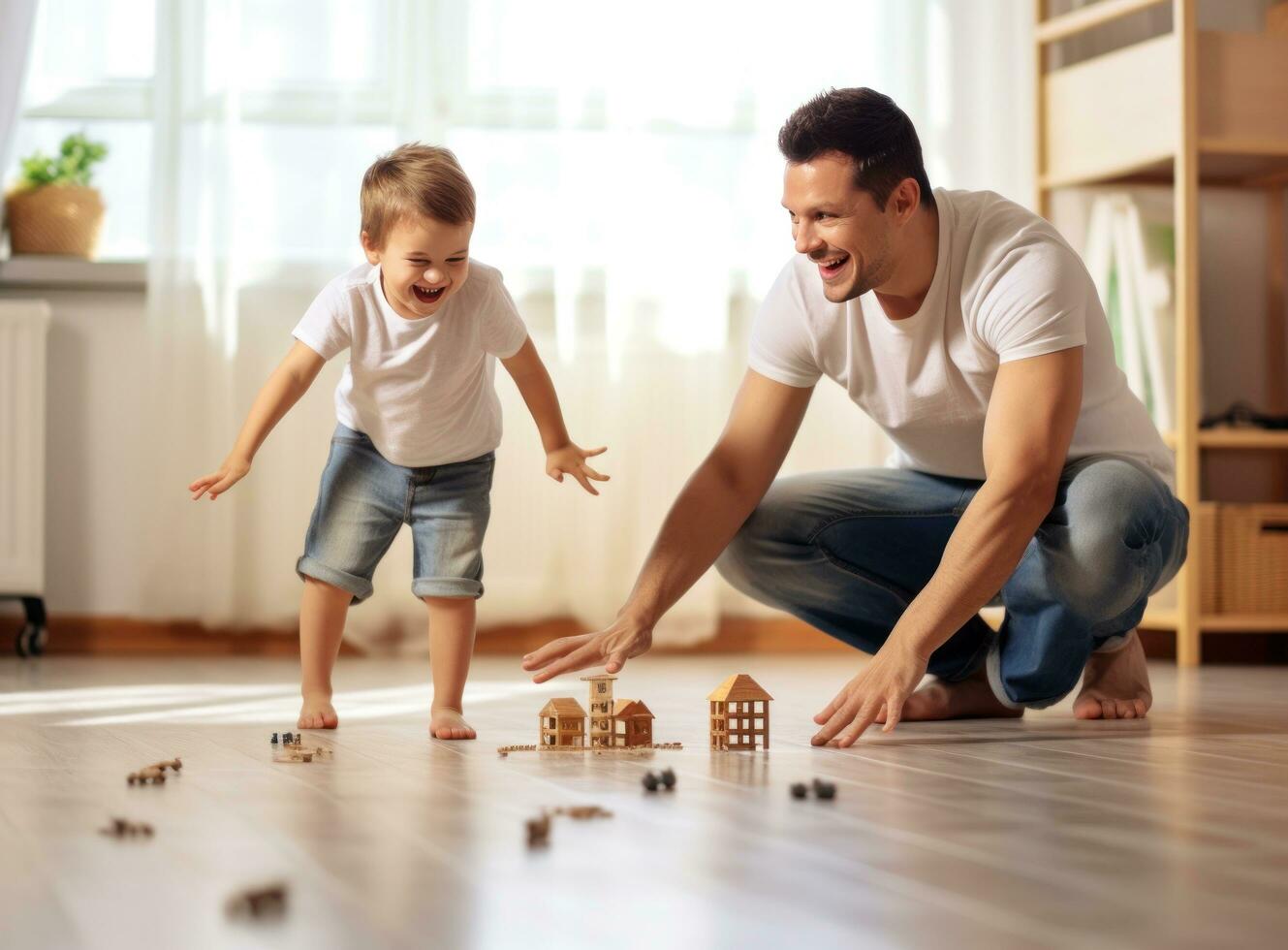 padre e figlio giocando insieme foto