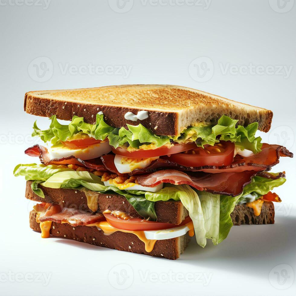 Sandwich su bianca sfondo realistico fotografia foto