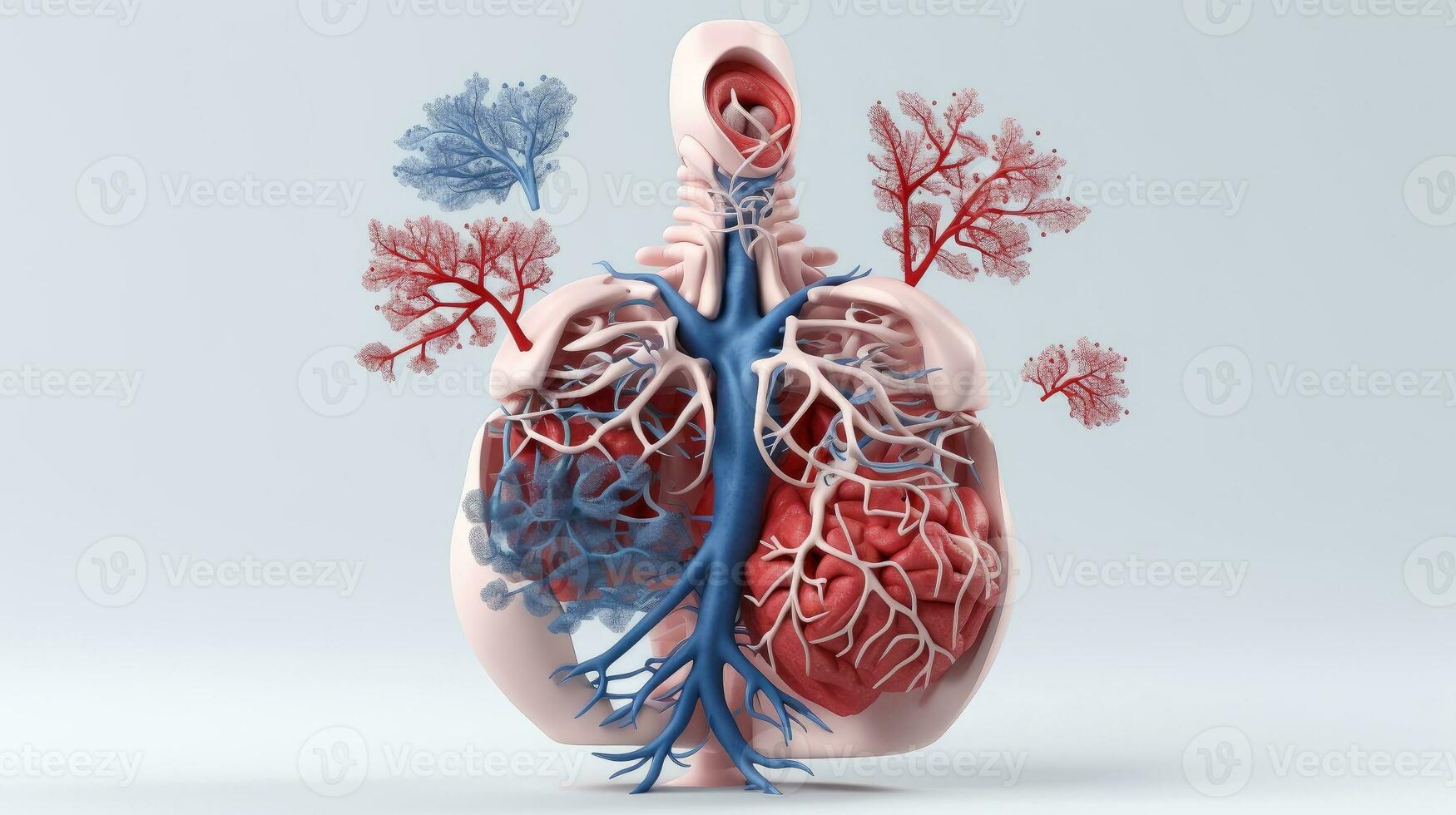 3d illustrazione modello di il umano organo sistema, anatomia, nervoso, circolatorio, digestivo, escretore, urinario e osso sistemi. medico formazione scolastica concetto, generativo ai illustrazione foto