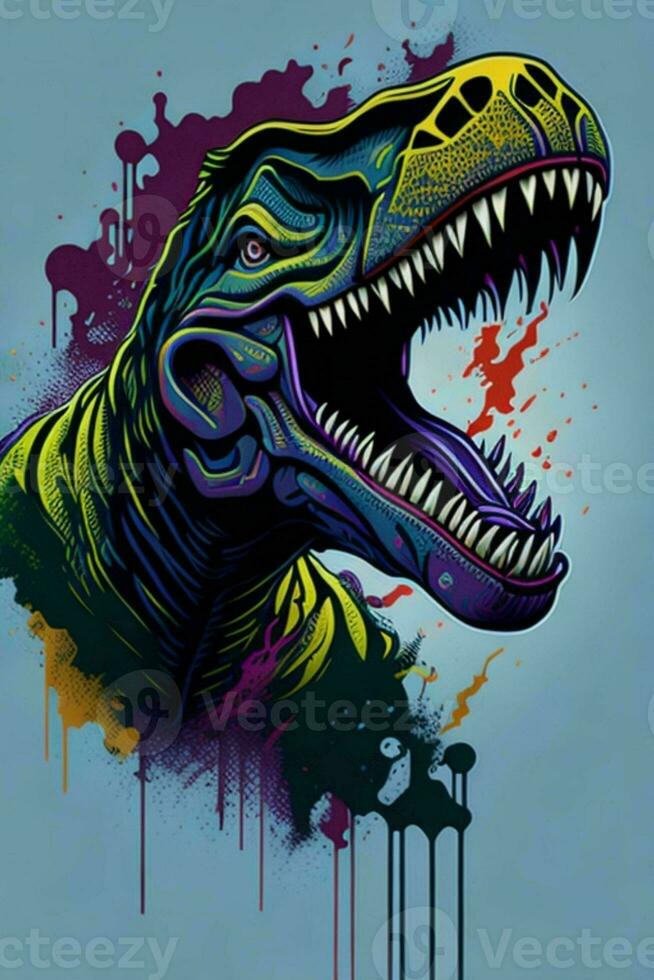 un' dettagliato illustrazione di un' tirannosauro per un' maglietta disegno, sfondo e moda foto