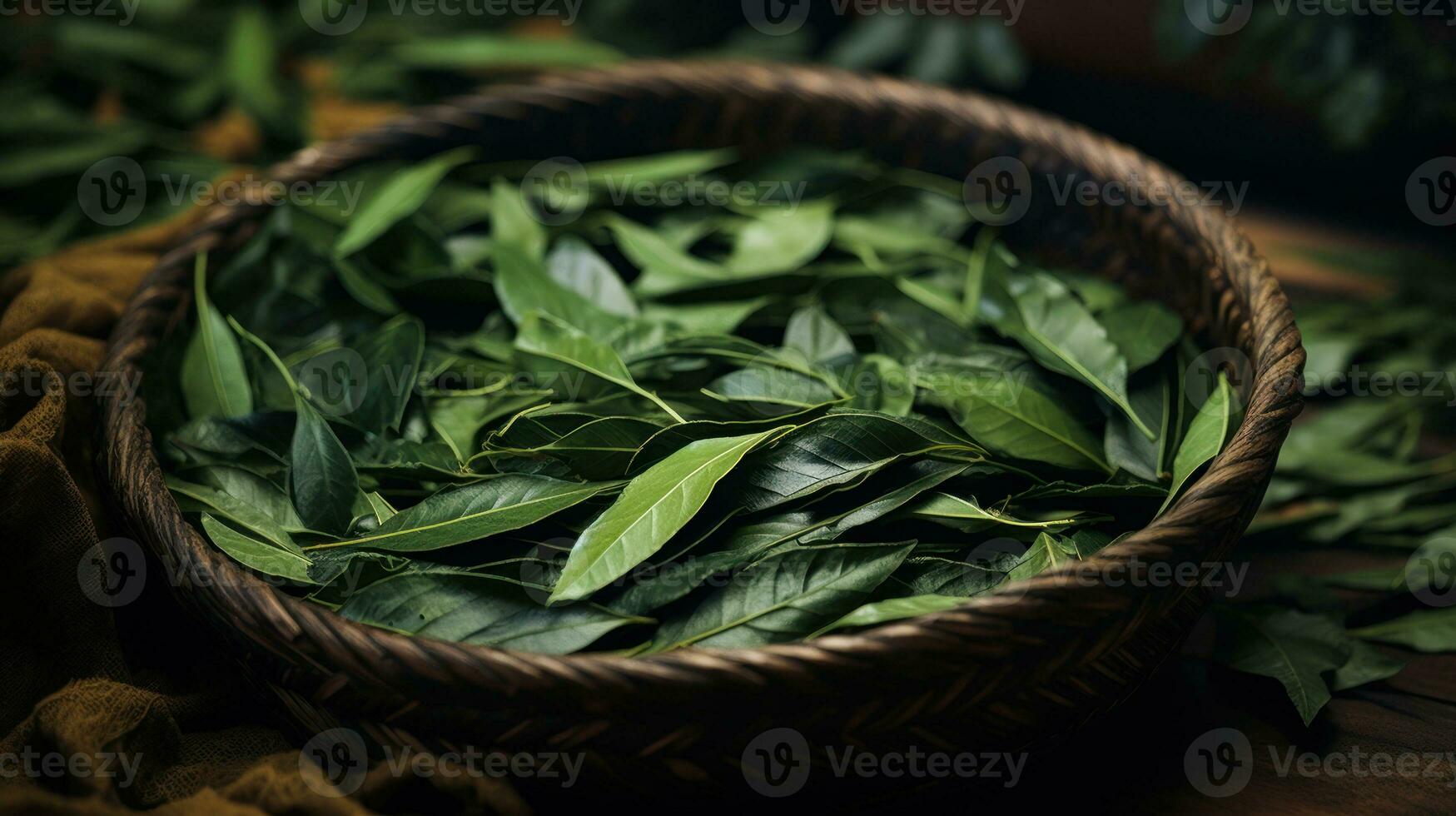 verde coca le foglie generativo ai foto