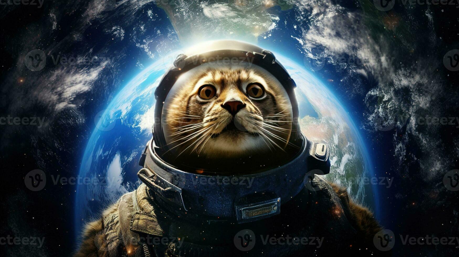 gatto astronauta nel tuta spaziale e casco. spazio sfondo. ai generativo foto