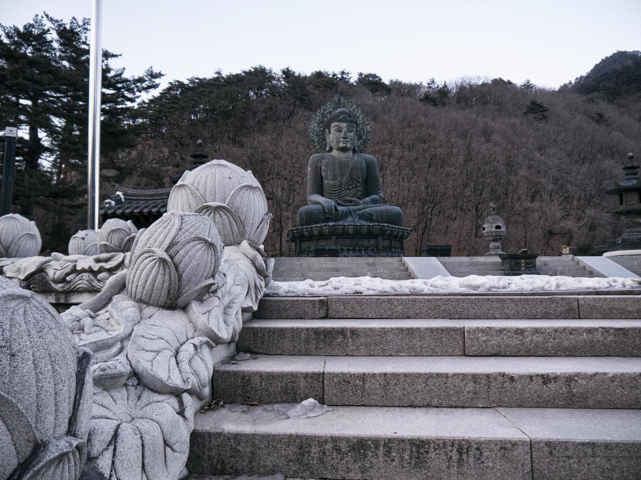 grande statua del buddha al parco nazionale di seoraksan. Corea del Sud foto