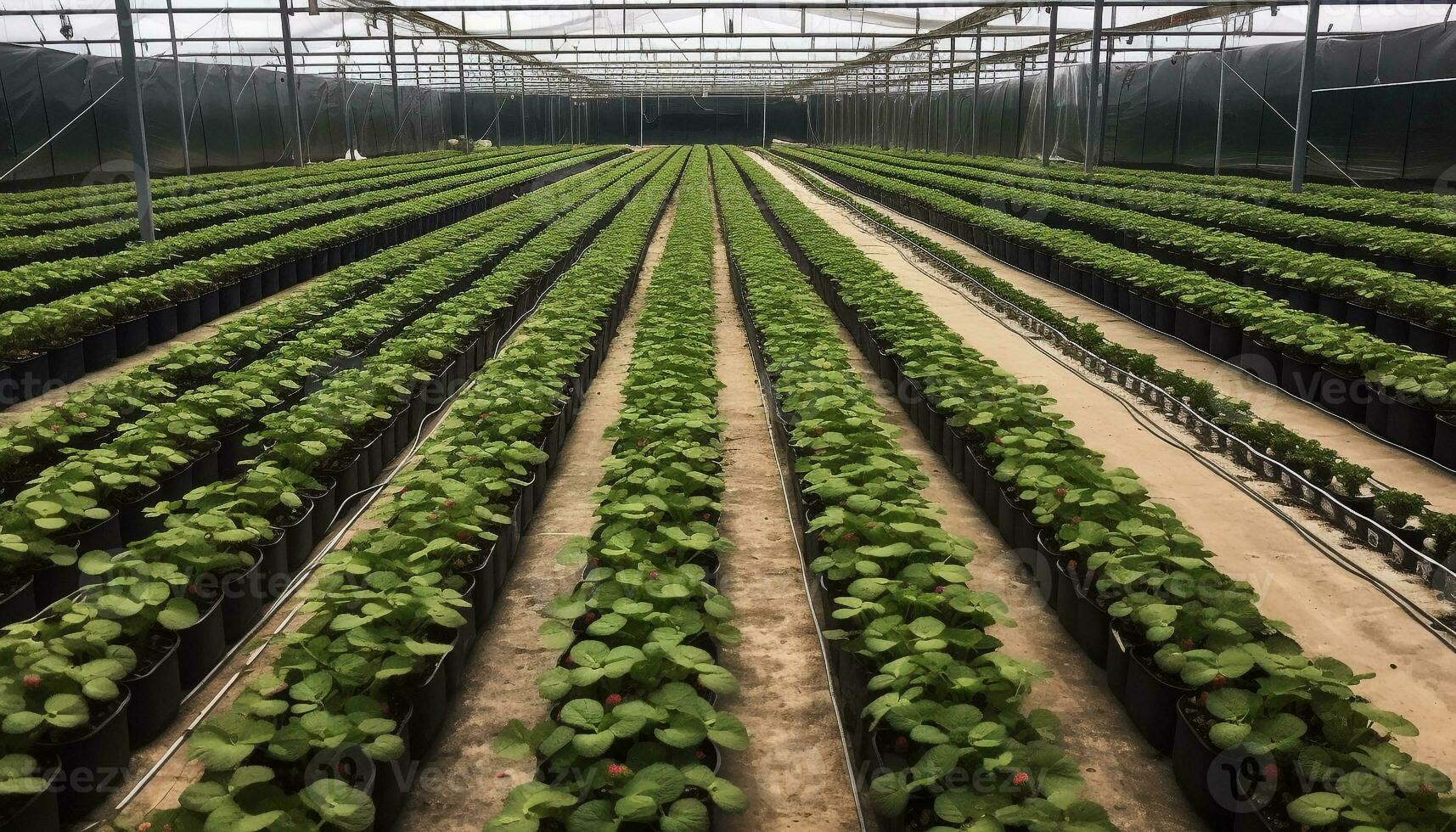 freschezza e crescita nel serra agricoltura industria generato di ai foto