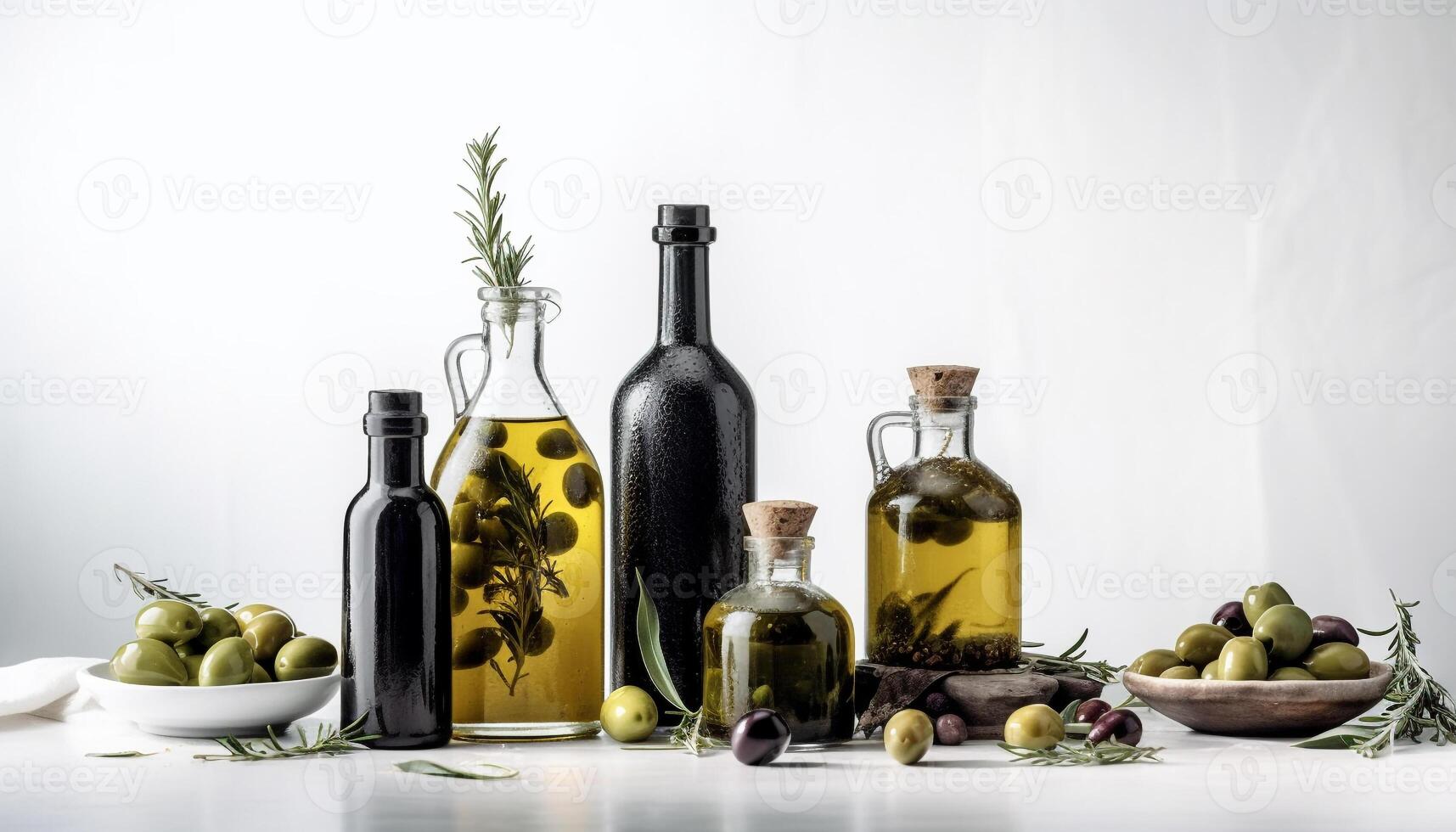 fresco verde olive su un' ramo, natura salutare cucinando olio generato di ai foto