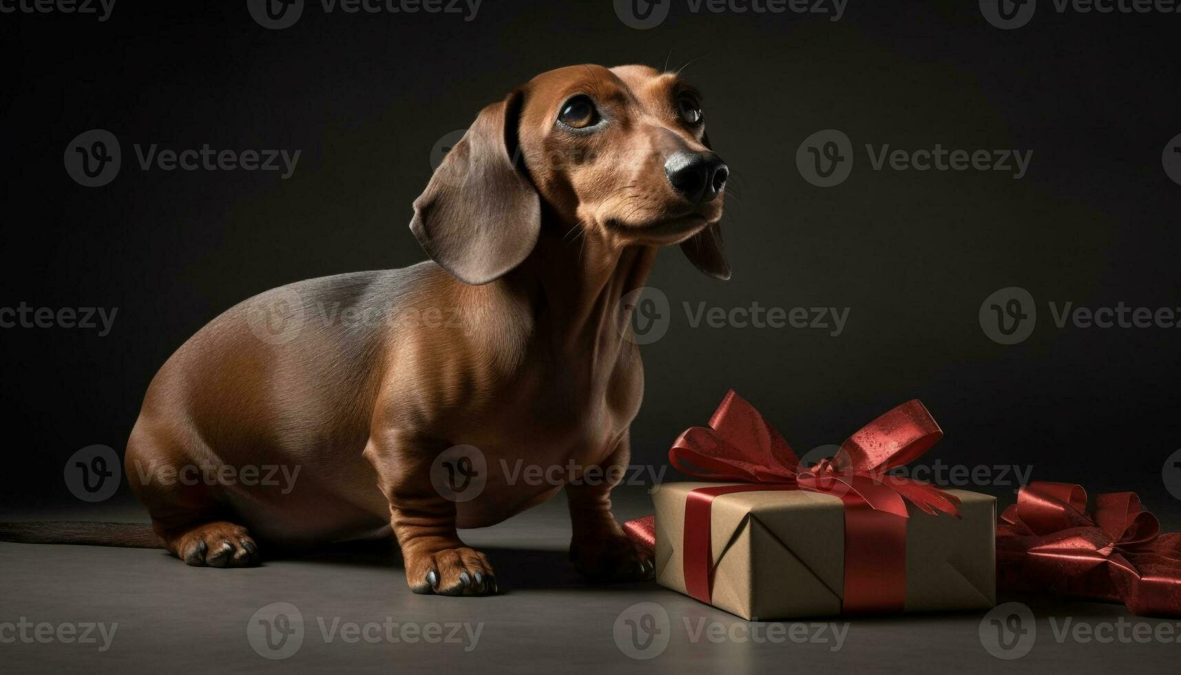 carino cucciolo seduta nel un' scatola, un' Perfetto compleanno regalo generato di ai foto