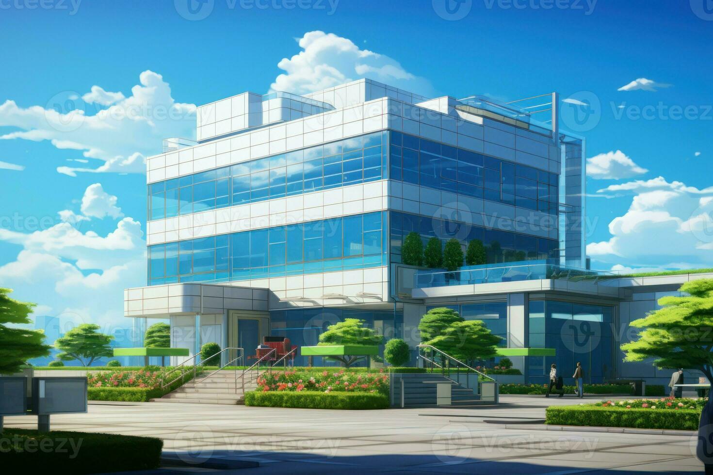 ufficio edificio esterno anime visivo romanzo gioco. creare ai foto