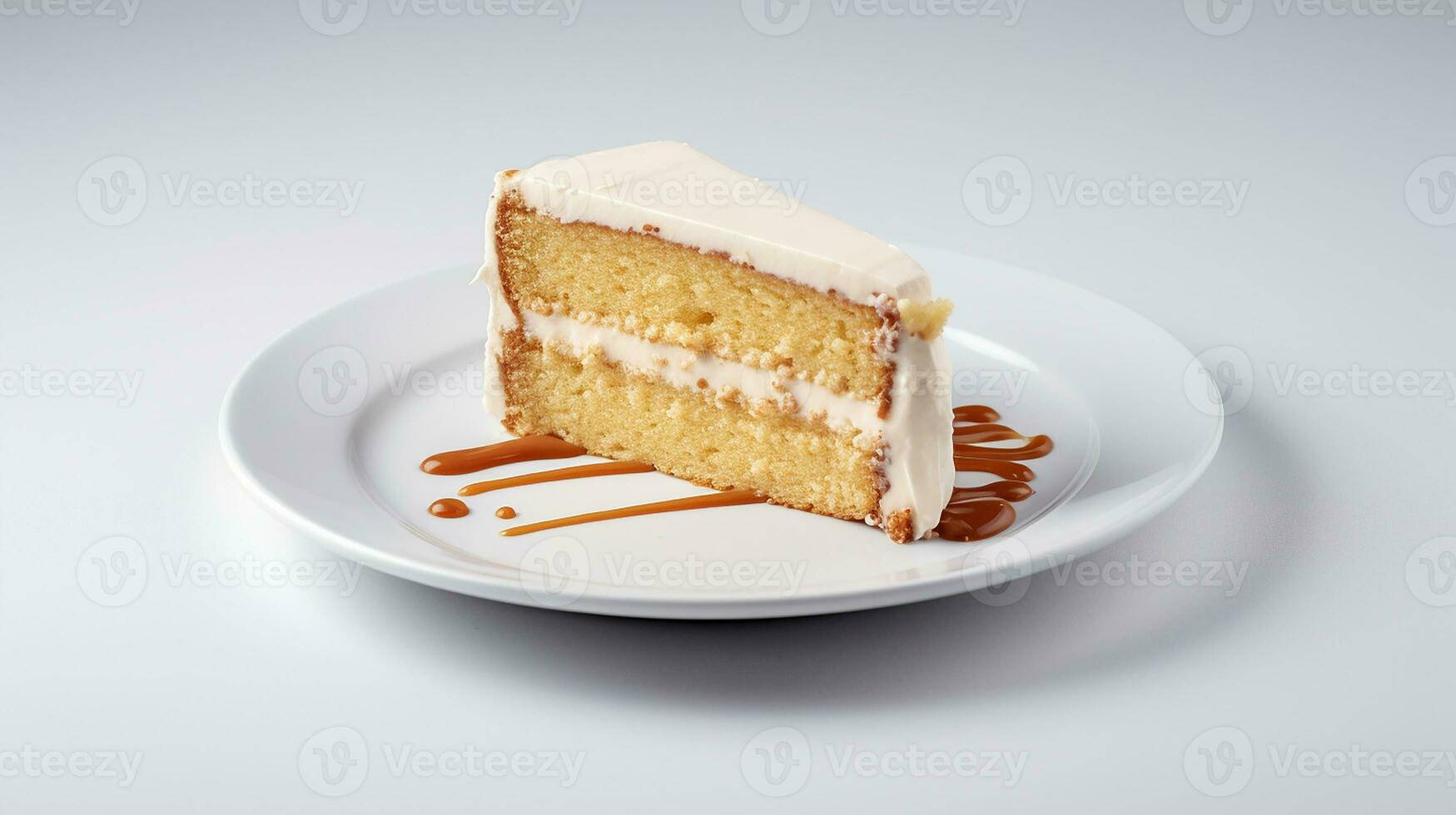 foto di un' fetta di bionda torta su un' bianca piatto. generativo ai