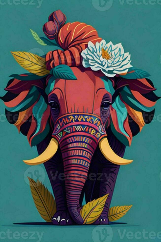 un' dettagliato illustrazione di un' elefante per un' maglietta disegno, sfondo e moda foto