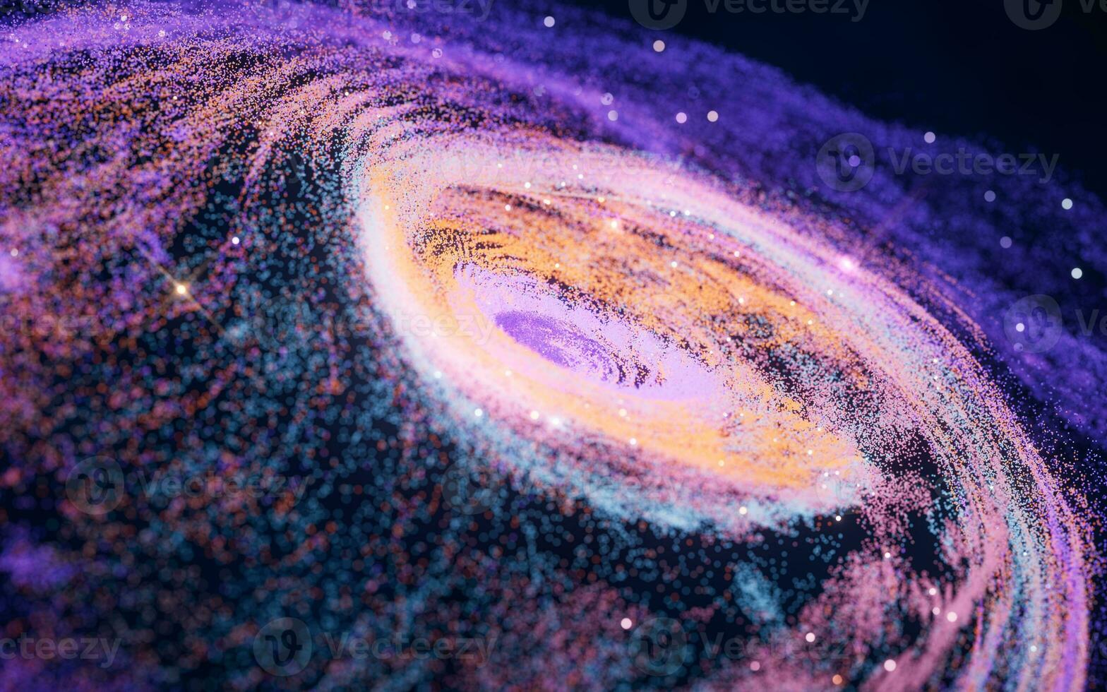 colorato nebulosa con densità raggiante particelle, 3d resa. foto