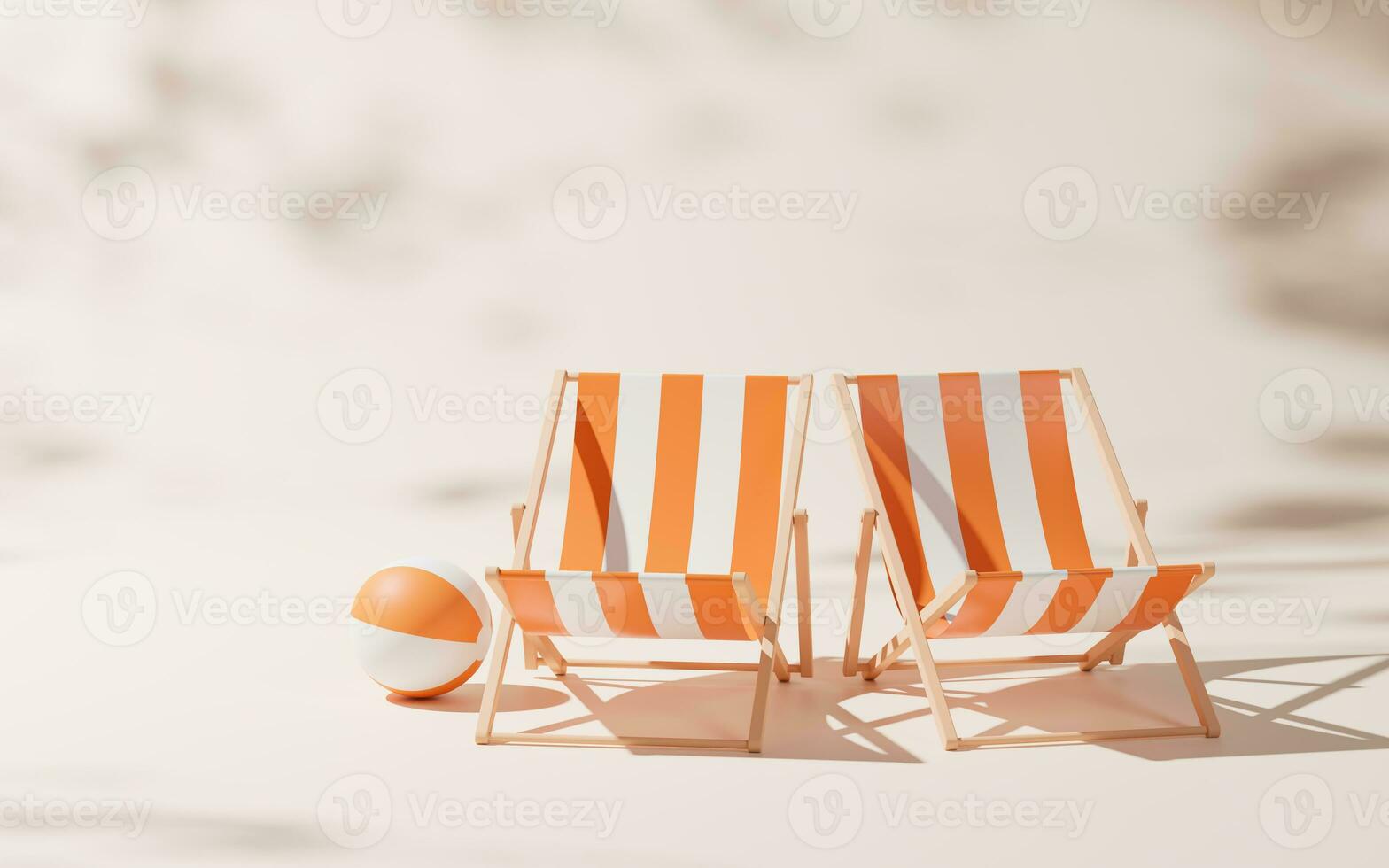 spiaggia sedie con cartone animato stile, 3d resa. foto