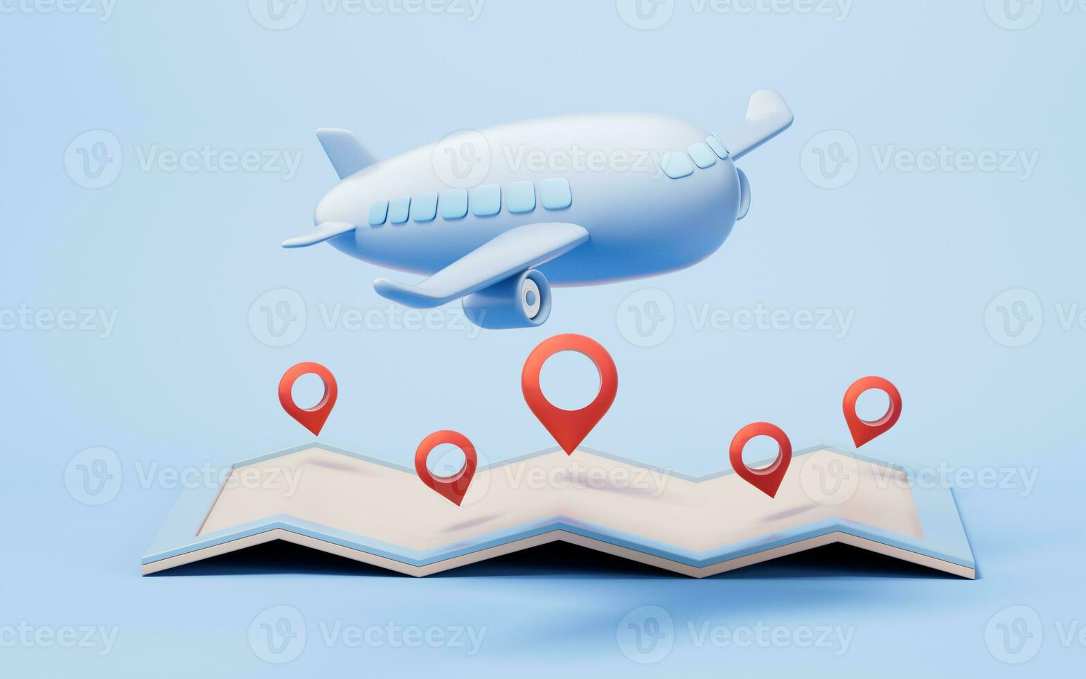 aereo e carta geografica navigazione, 3d resa. foto