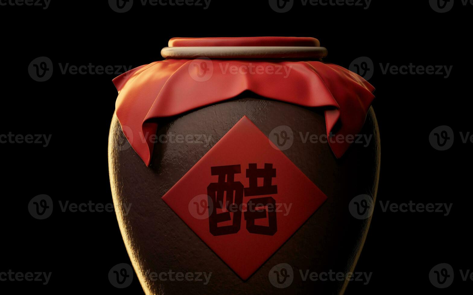 Cinese antico aceto con retrò stile, 3d resa. traduzione su il vaso aceto. foto