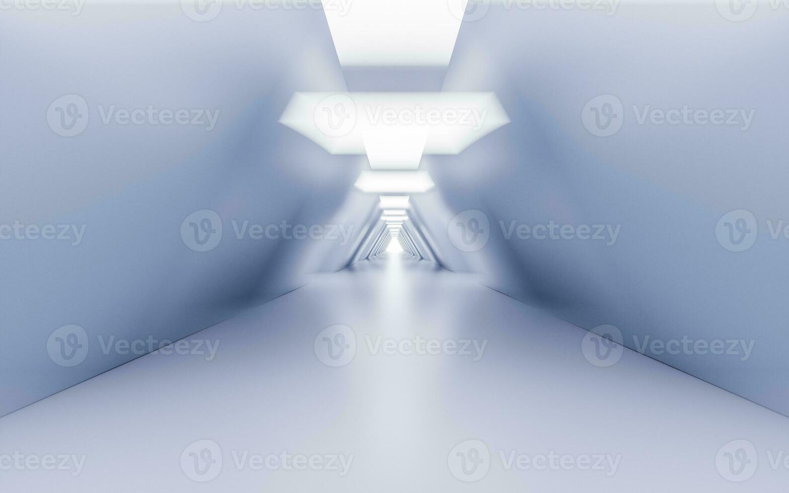 vuoto bianca tunnel con futuristico stile, 3d resa. foto