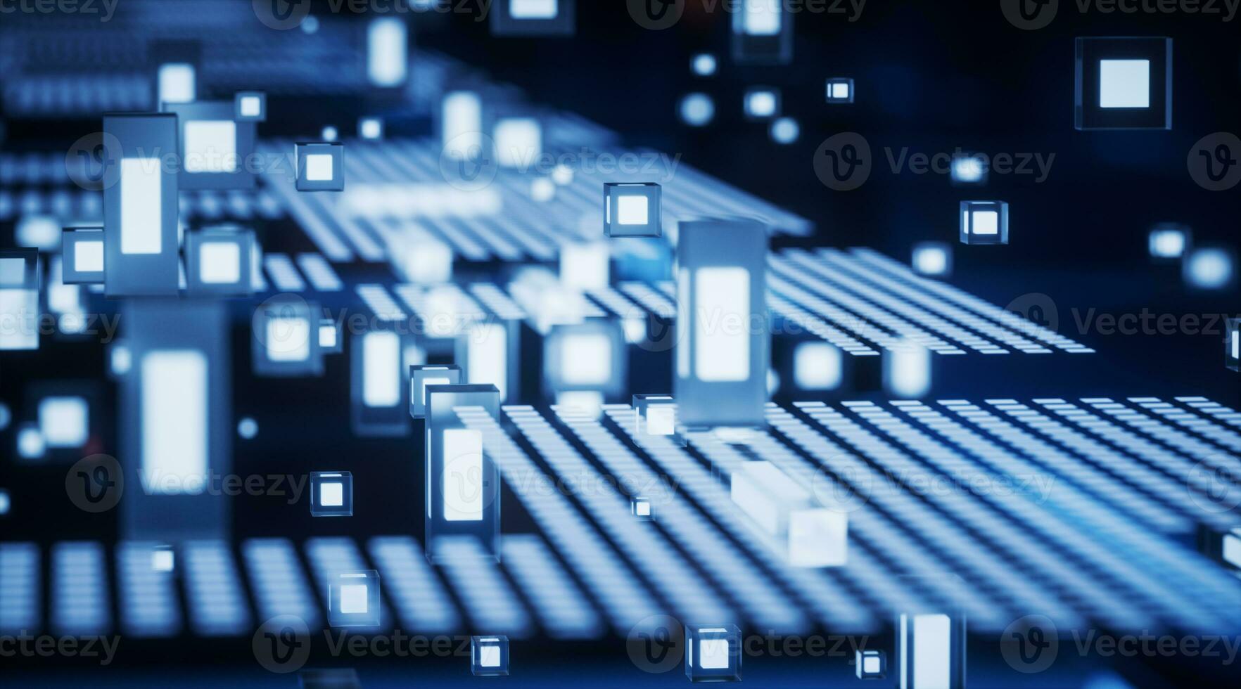 blu nucleo con cyberspazio concetto sfondo, 3d resa. foto