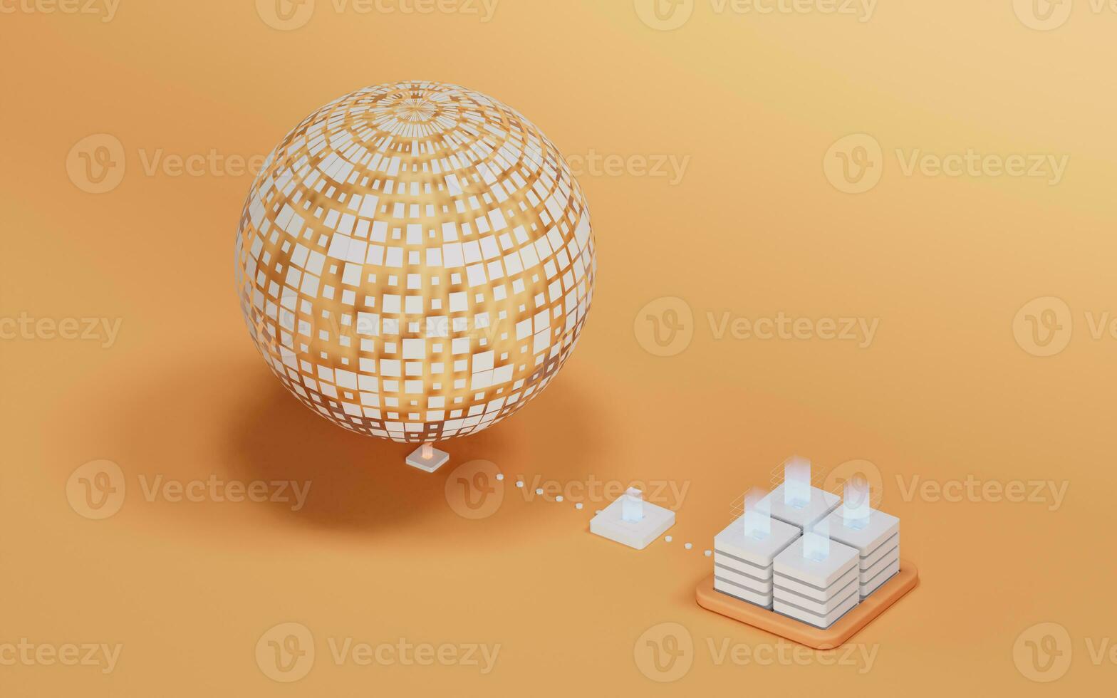 digitale dati sfera con server dispositivo, 3d resa. foto