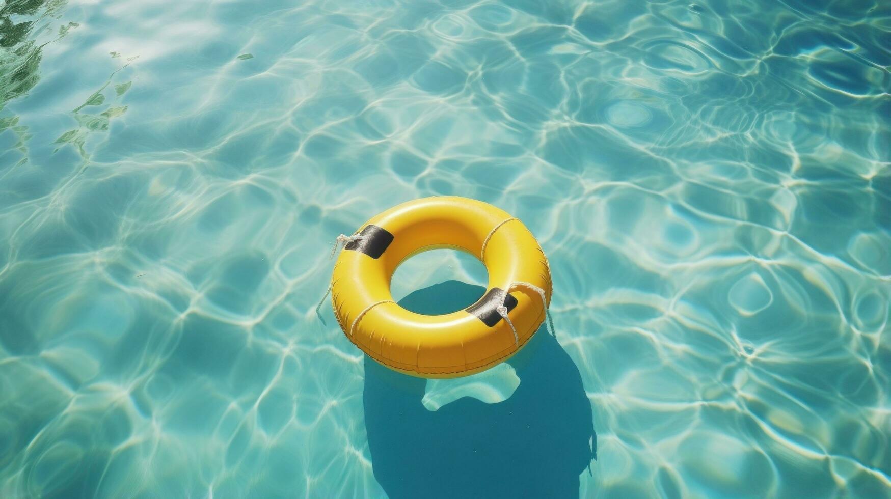 salvagente galleggia nel un' cristallo chiaro blu nuoto piscina foto