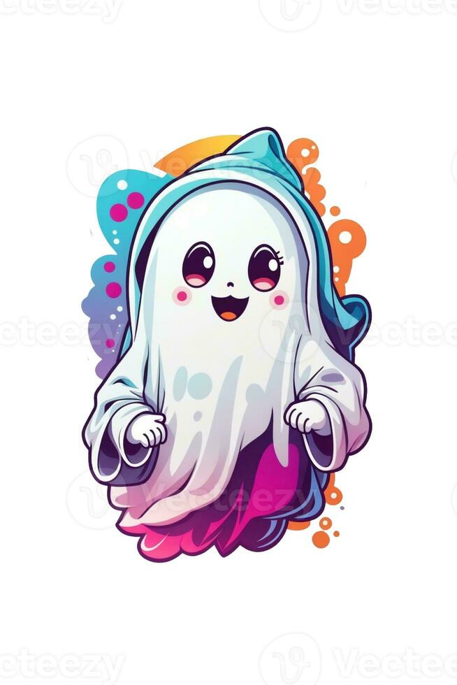 kawaii fantasma Halloween grafica bianca sfondo foto