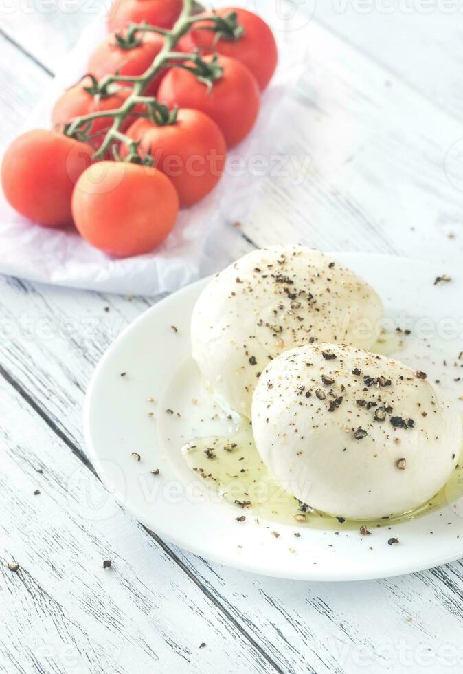 Mozzarella con ciliegia pomodori foto