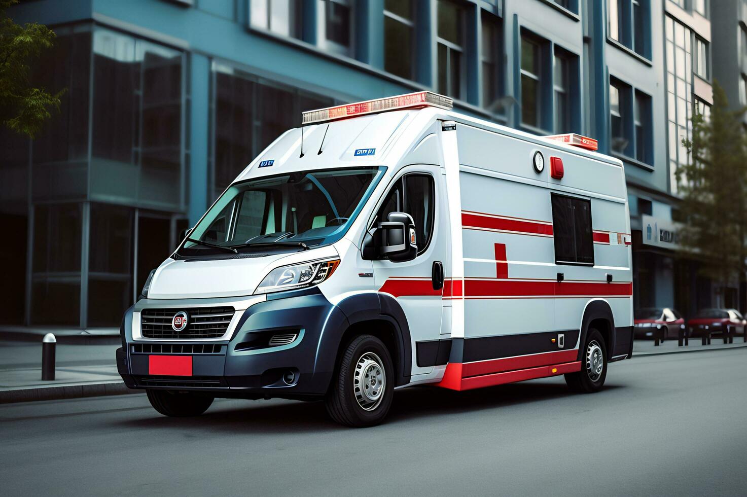 medico emergenza ambulanza auto su il strada foto