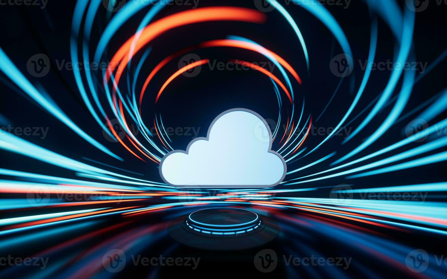 nube calcolo con rotazione Linee effetto sfondo, 3d resa. foto