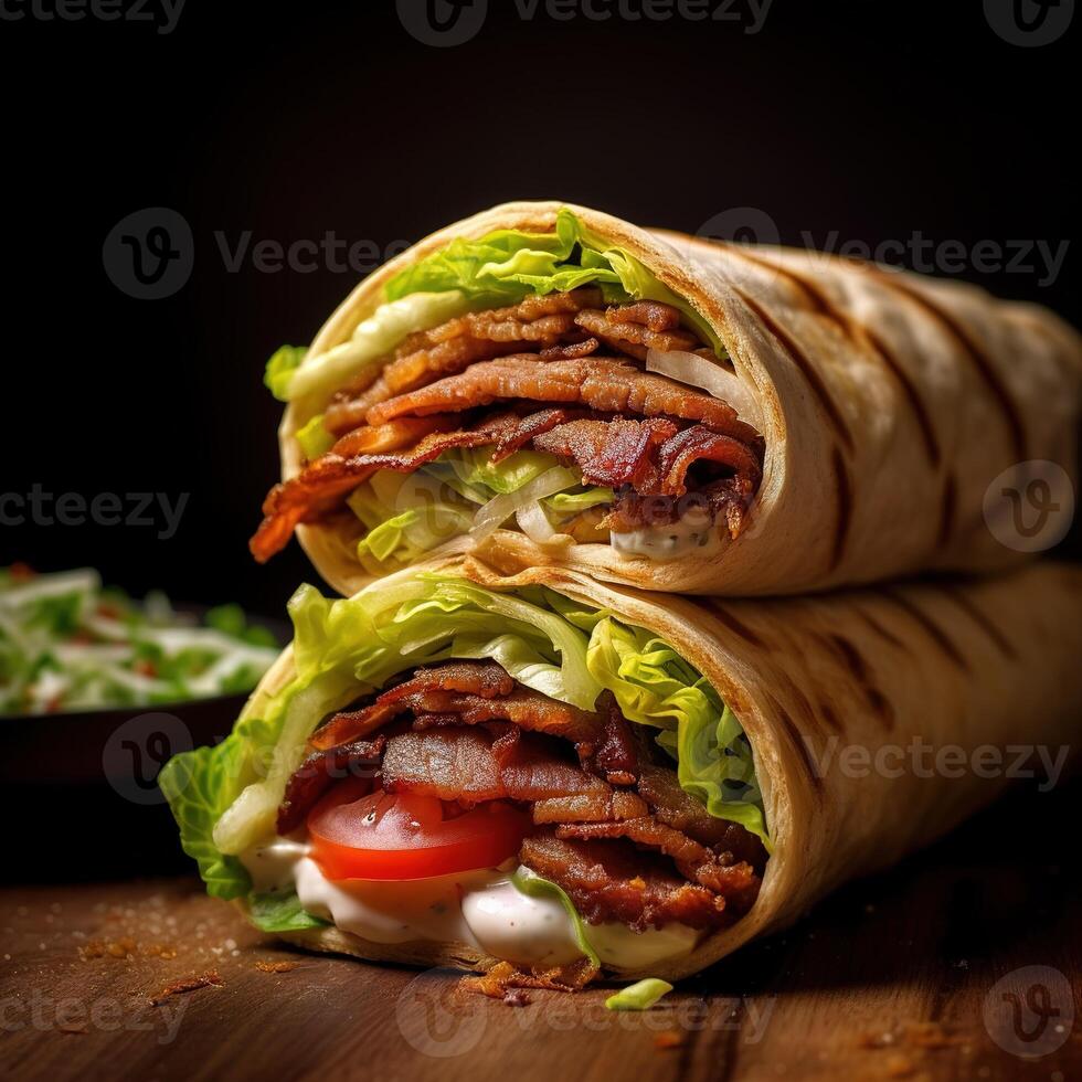 realistico foto di doner kebab. avvicinamento cibo fotografia. ai generato