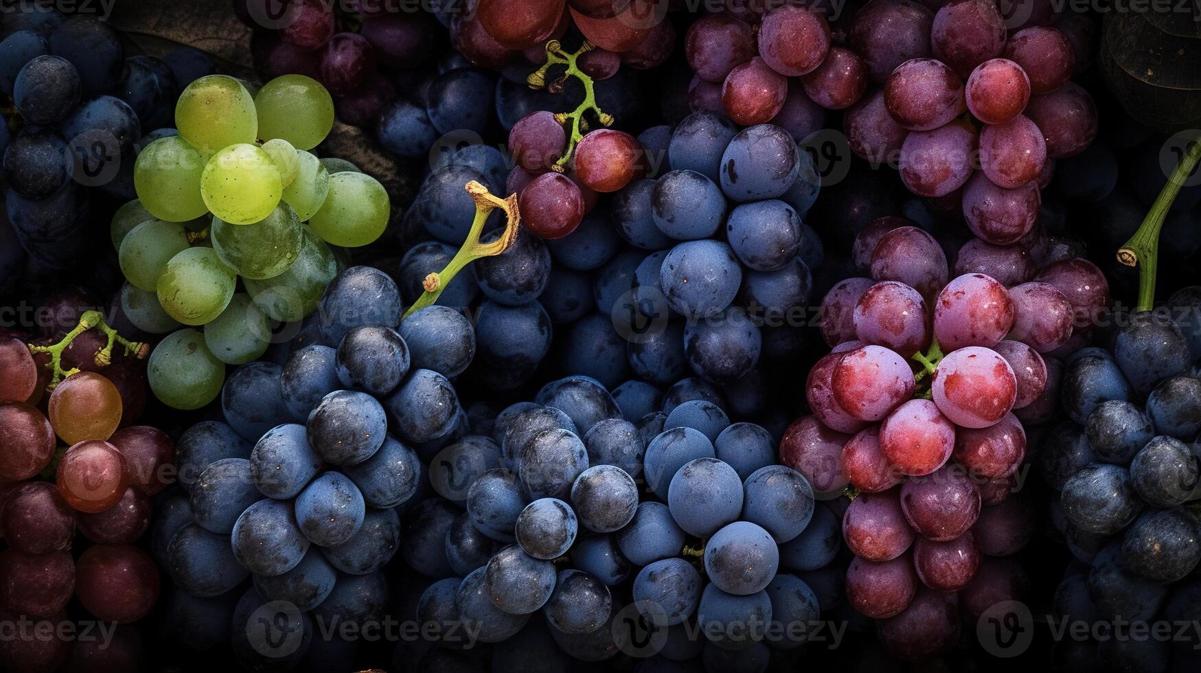 realistico foto di diverso genere di uva. superiore Visualizza frutta scenario. ai generato