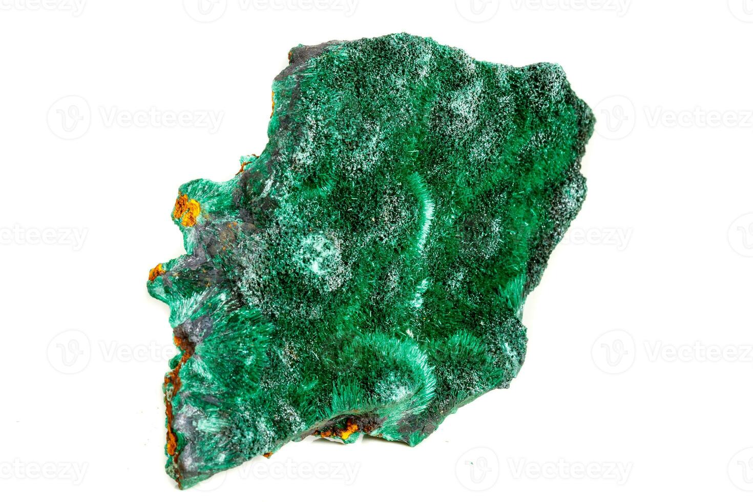macro minerale pietra plisovia, peluche, raso malachite su un' bianca sfondo foto