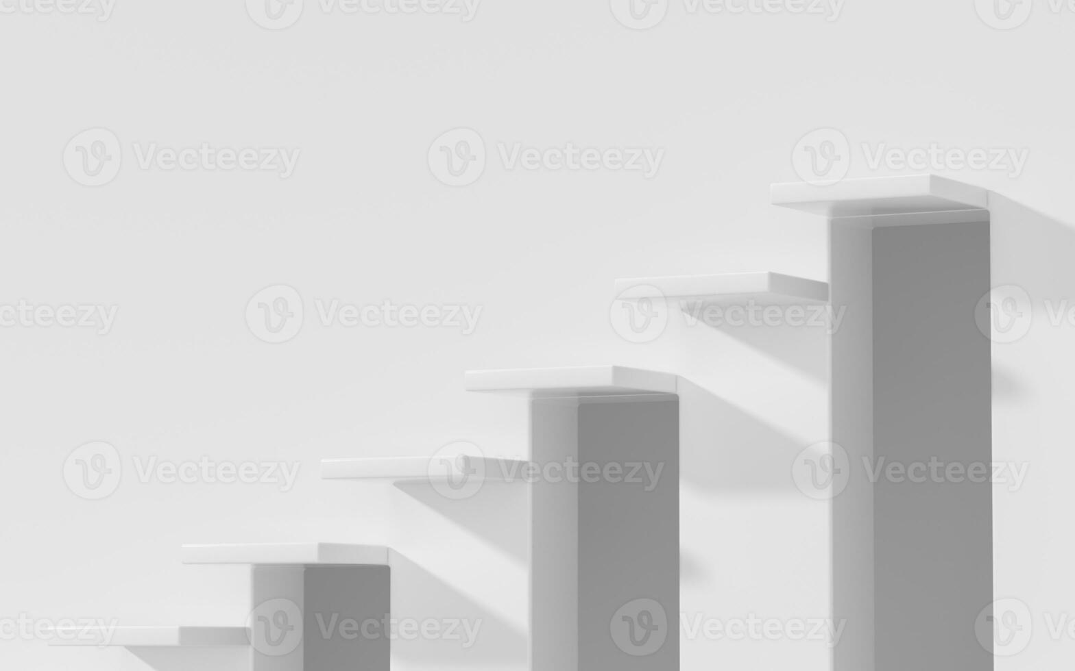 vuoto ascendente scale, bianca sfondo, 3d resa. foto
