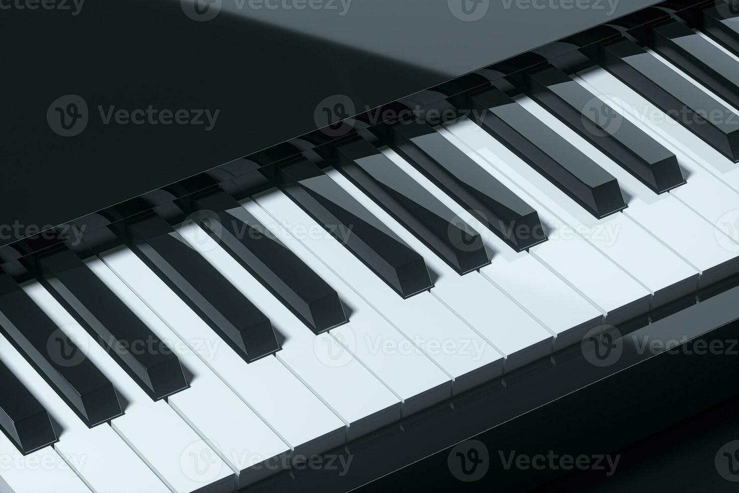 pianoforte chiavi con buio sfondo, 3d resa. foto