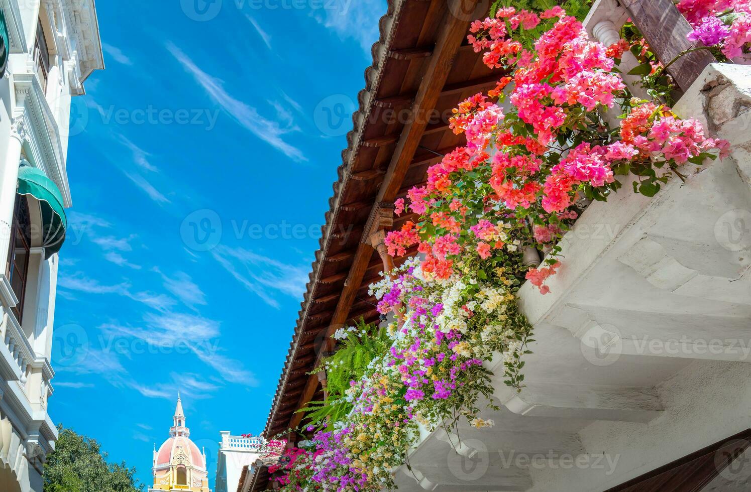 Colombia, unesco luogo, colorato cartagena murato città cuidad amurrallada nel storico città centro foto